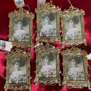 Holiday miniature frame ornaments. Set of 6.